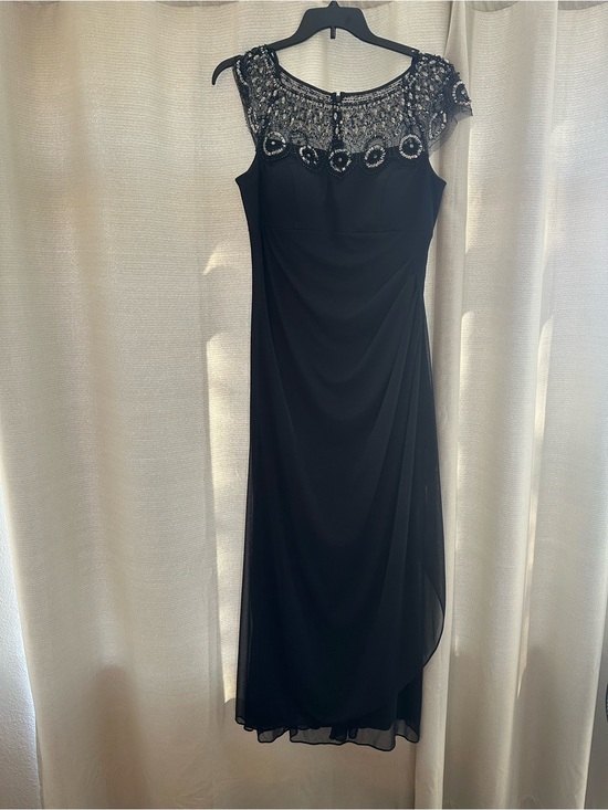 Xscape Dresses & Skirts - Xscape Navy Rhinestone Beaded and Ruched Formal Evening Gown